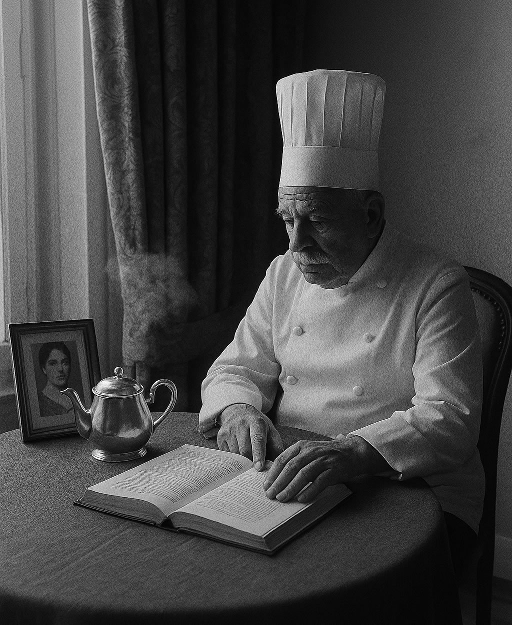 Auguste Escoffier retratado en una imagen imposible por Henri Cartier-Bresson en su casa