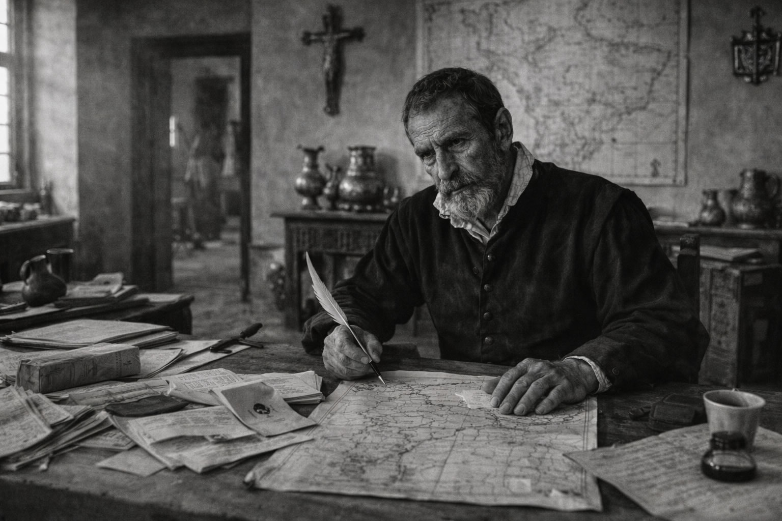 Francisco Pizarro en el estilo fotográfico de Enrique Meneses