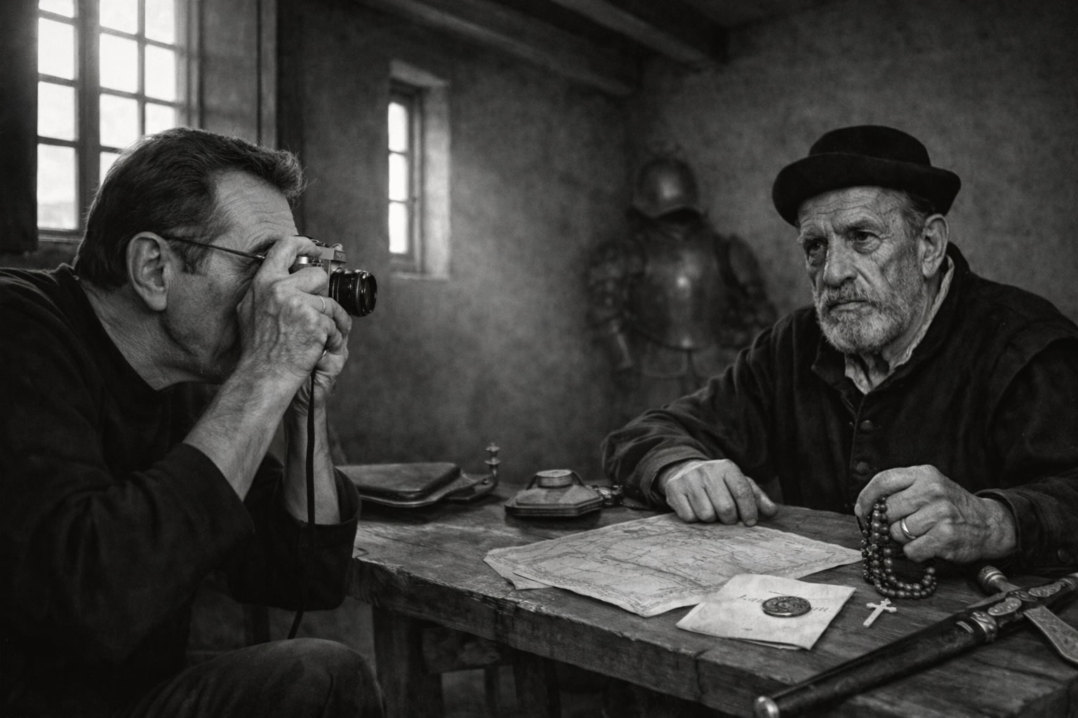 Enrique Meneses fotografía a Francisco Pizarro