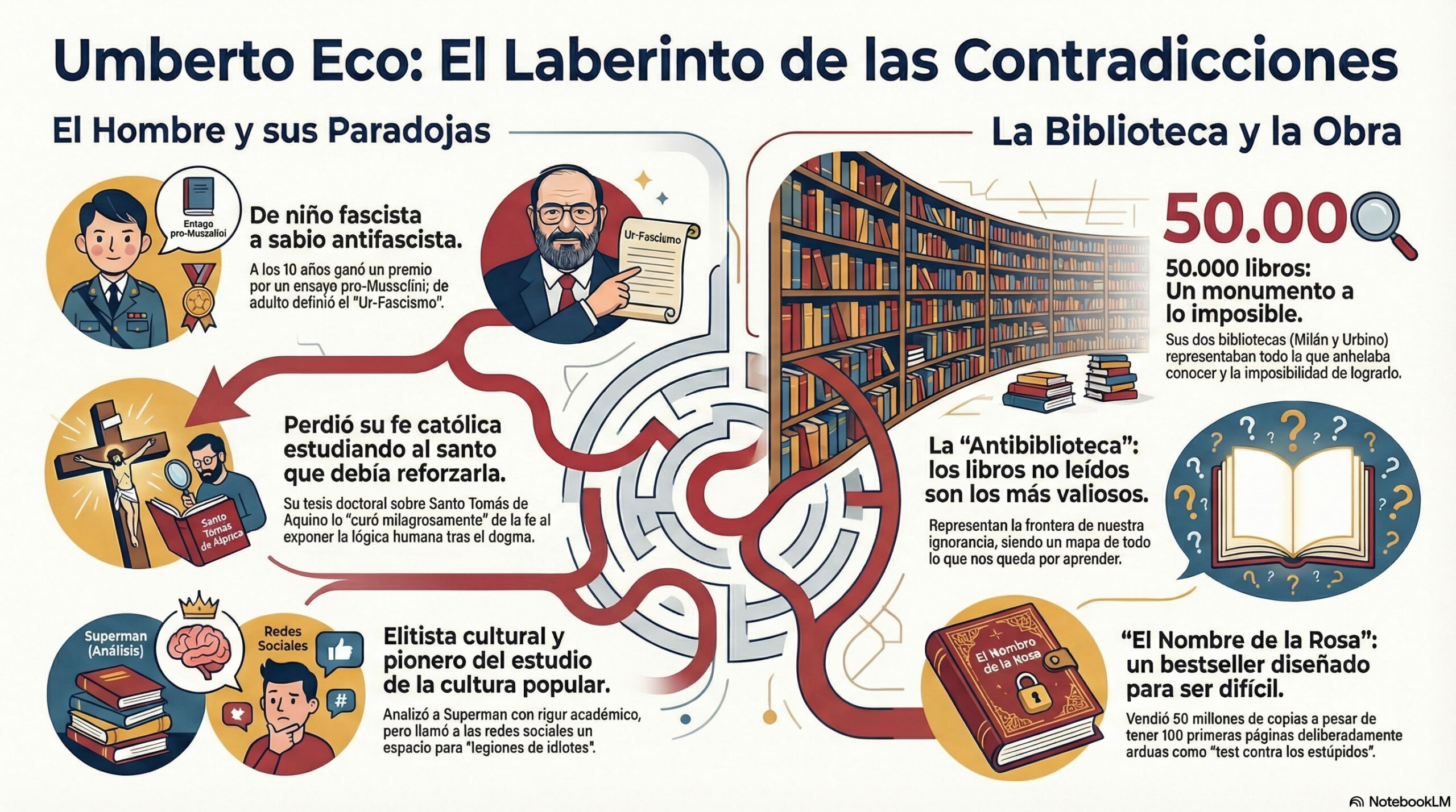 Infografía sobre la entrevista a Umberto Eco