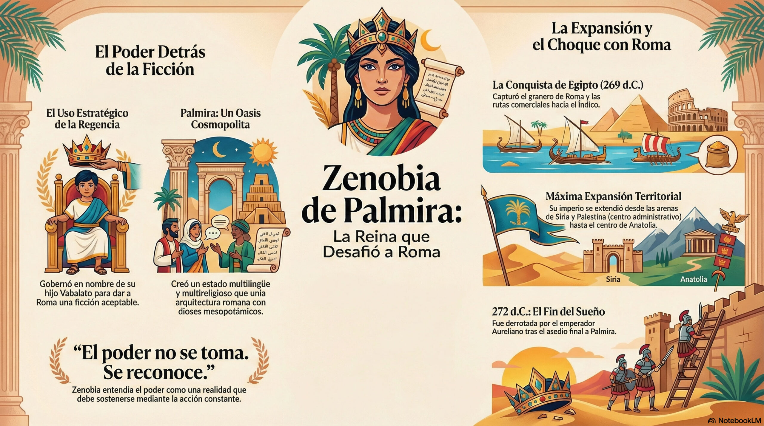 infografía sobre la entrevista de Zenobia
