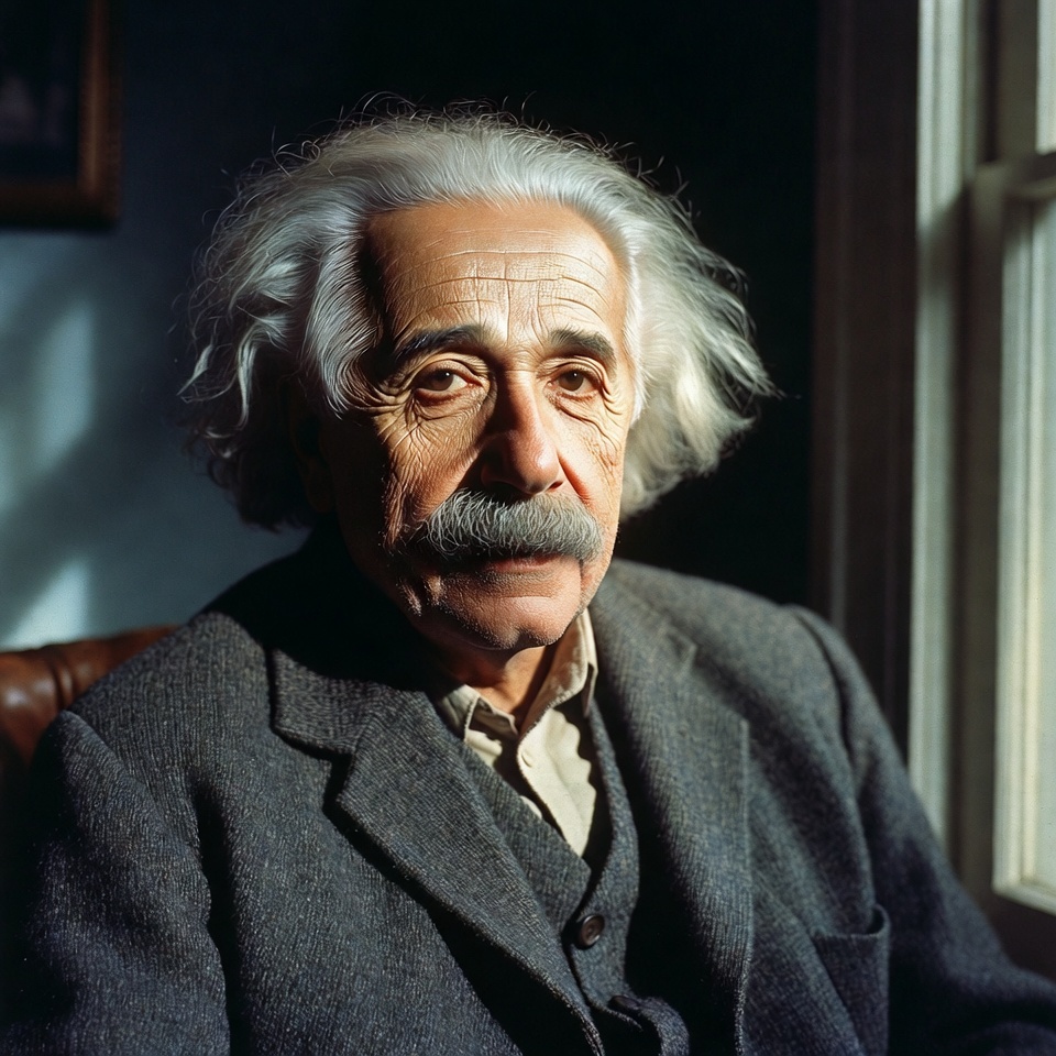 Albert Einstein en una imagen del estilo del fotógrafo Harry Gruyaert