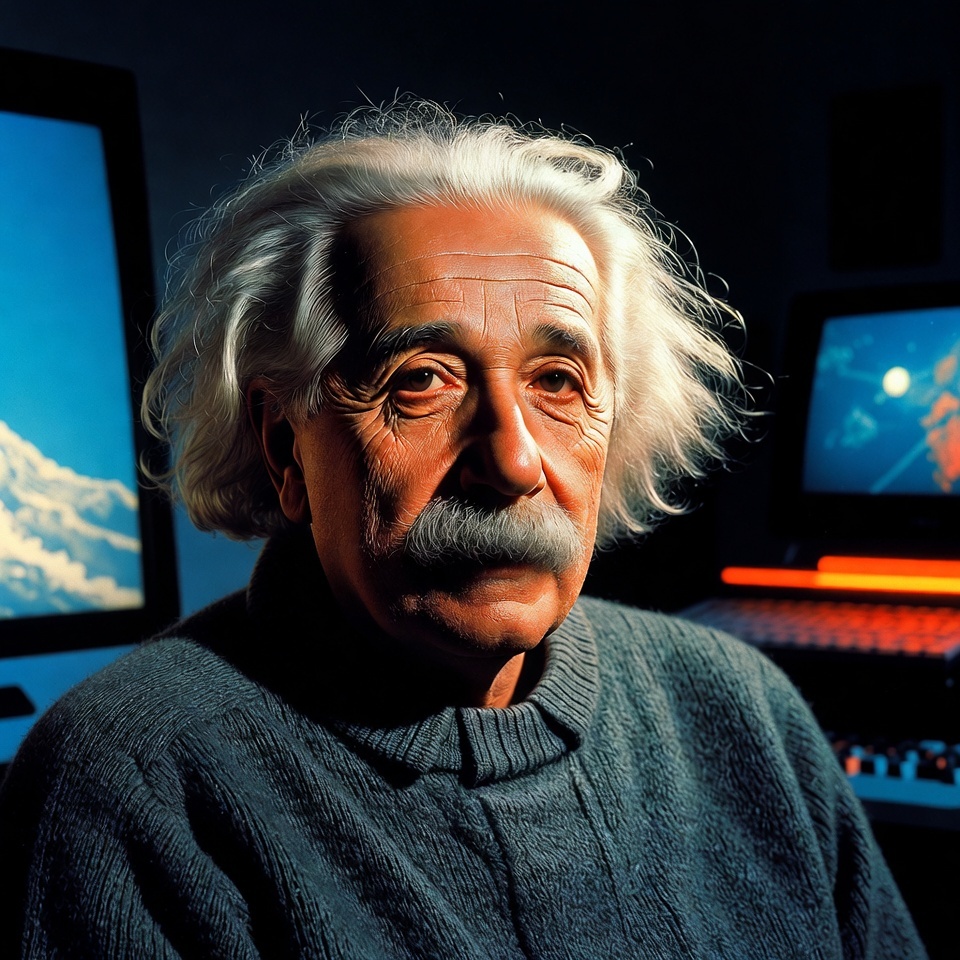 Albert Einstein en una imagen del estilo del fotógrafo Harry Gruyaert