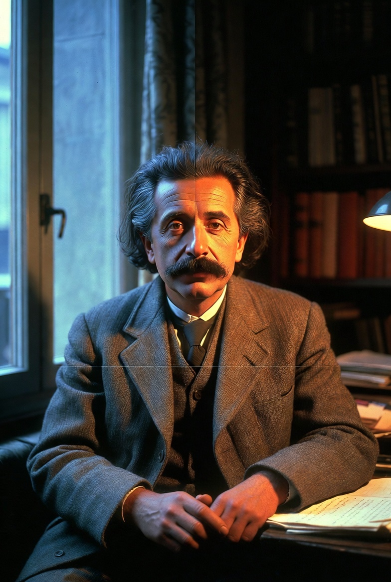 einstein-grok1b Albert Einstein en una imagen del estilo del fotógrafo Harry Gruyaert