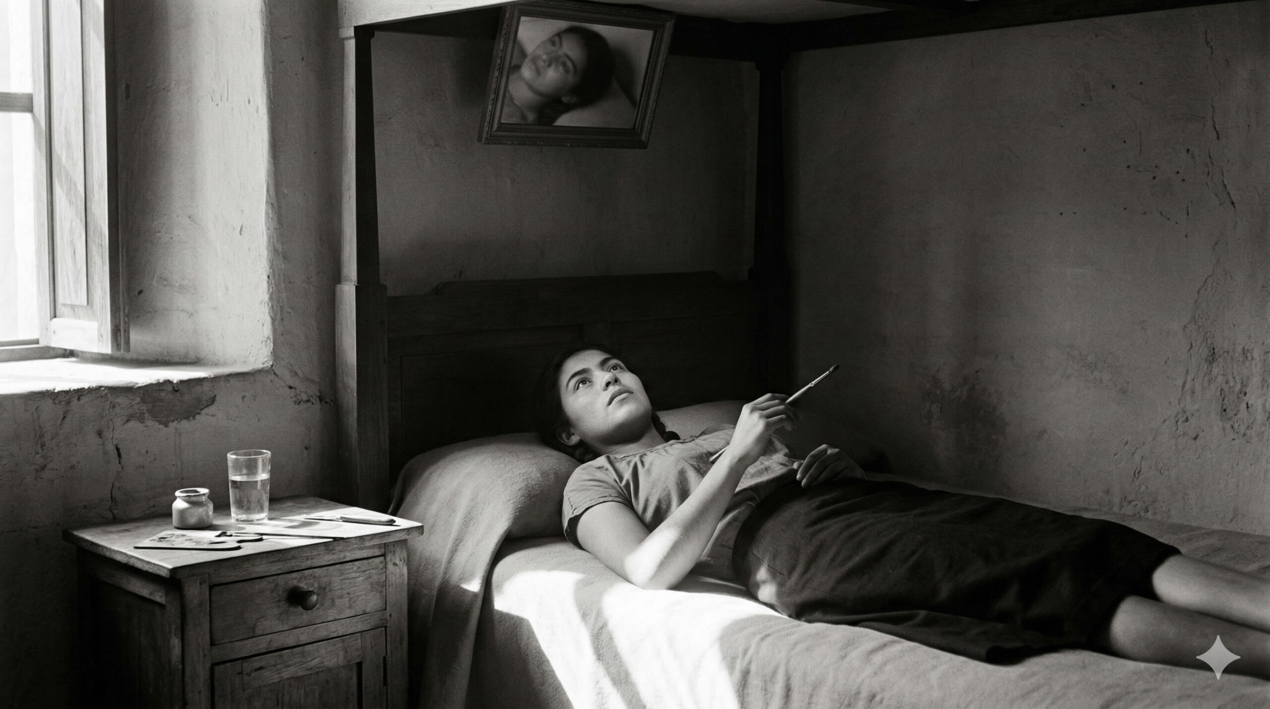 Frida Kahlo fotografiada en el estilo de Dorothea Lange