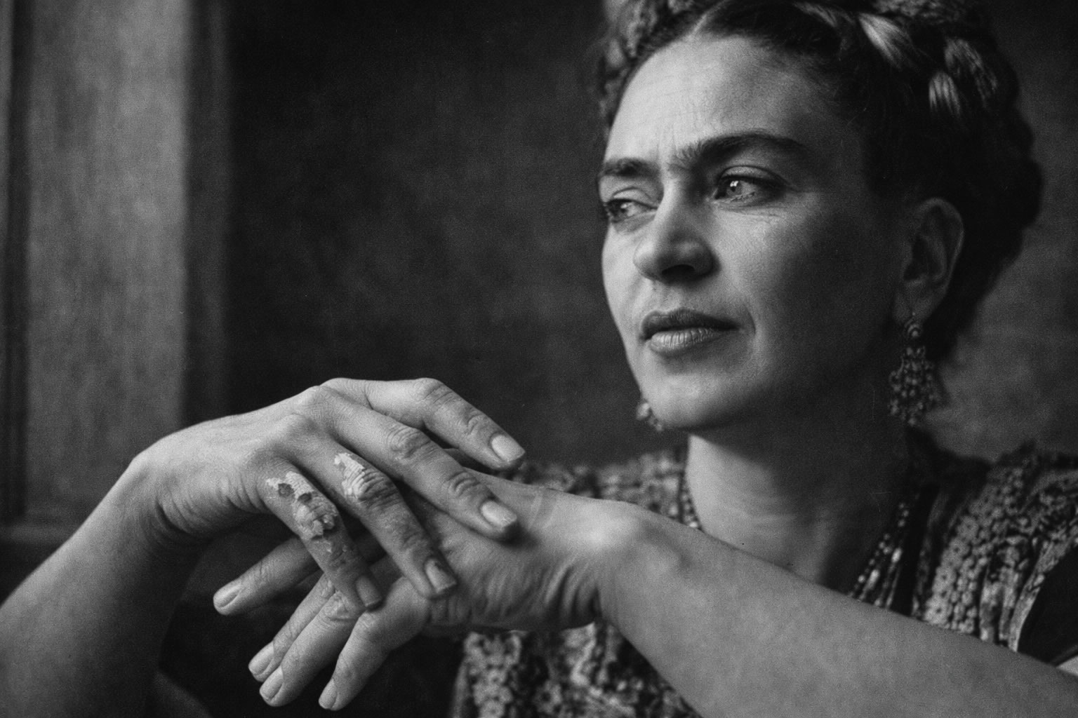 Frida Kahlo fotografiada para re:life en el estilo de Dorothea Lange