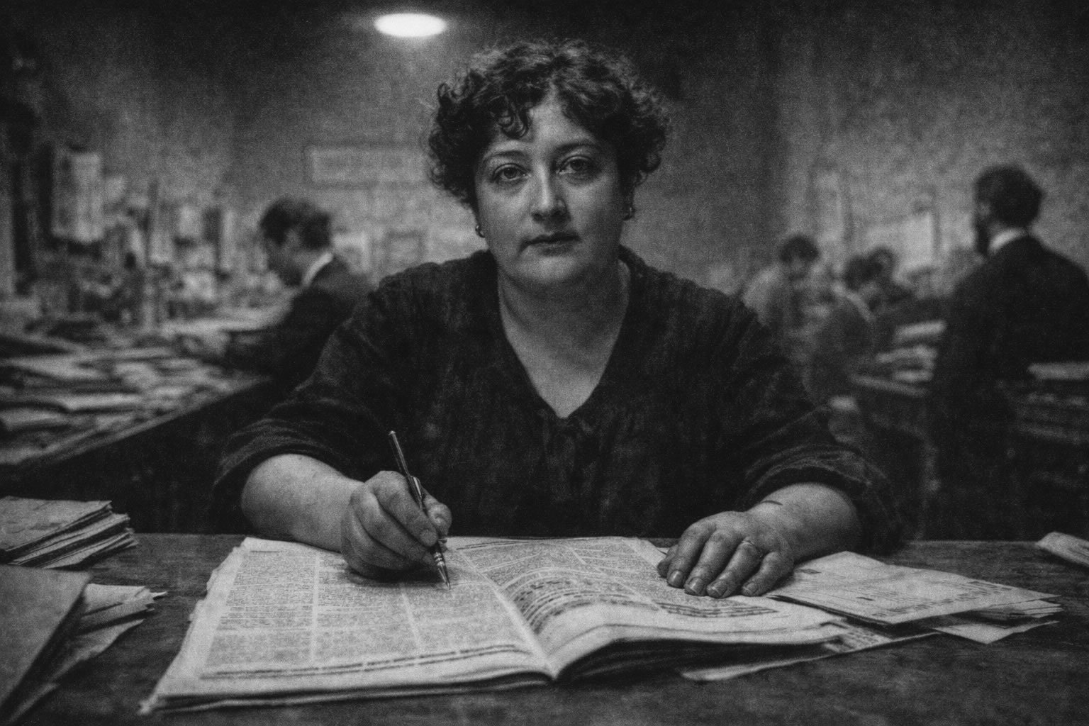 Carmen de Burgos "Colombine" en el estilo fotográfico de Tina Modotti 