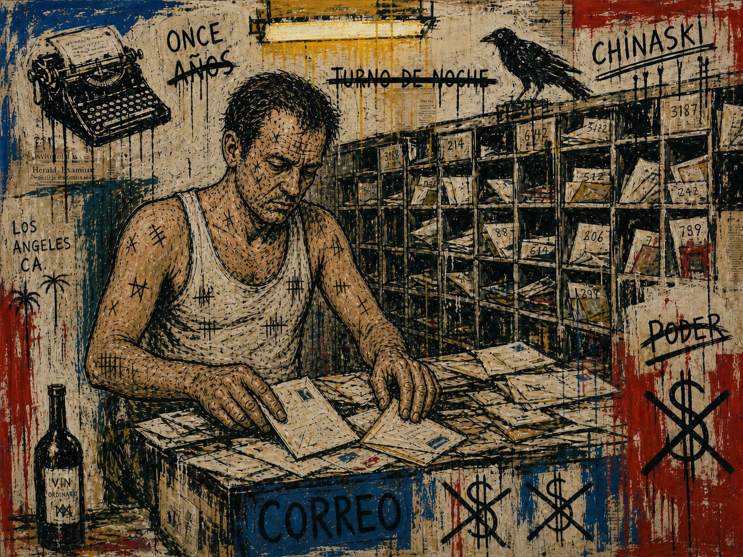 Charles Bukowski al estilo de Jean-Michel Basquiat