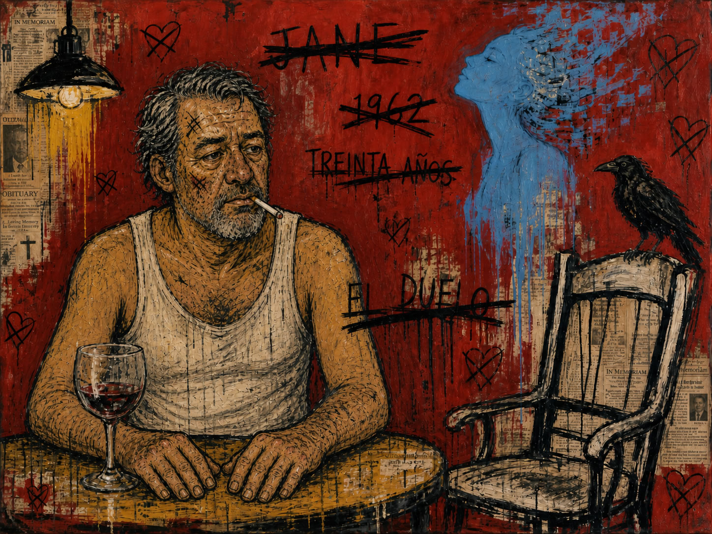 Charles Bukowski al estilo de Jean-Michel Basquiat