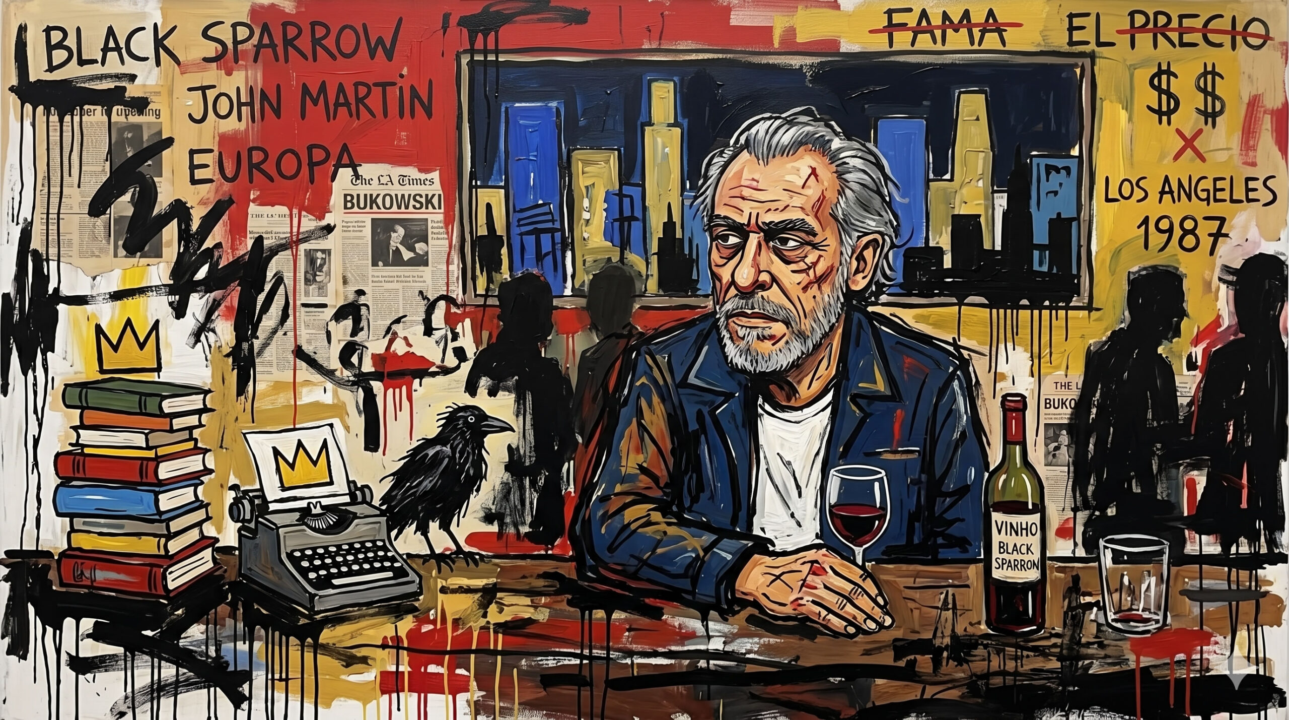 Charles Bukowski al estilo de Jean-Michel Basquiat