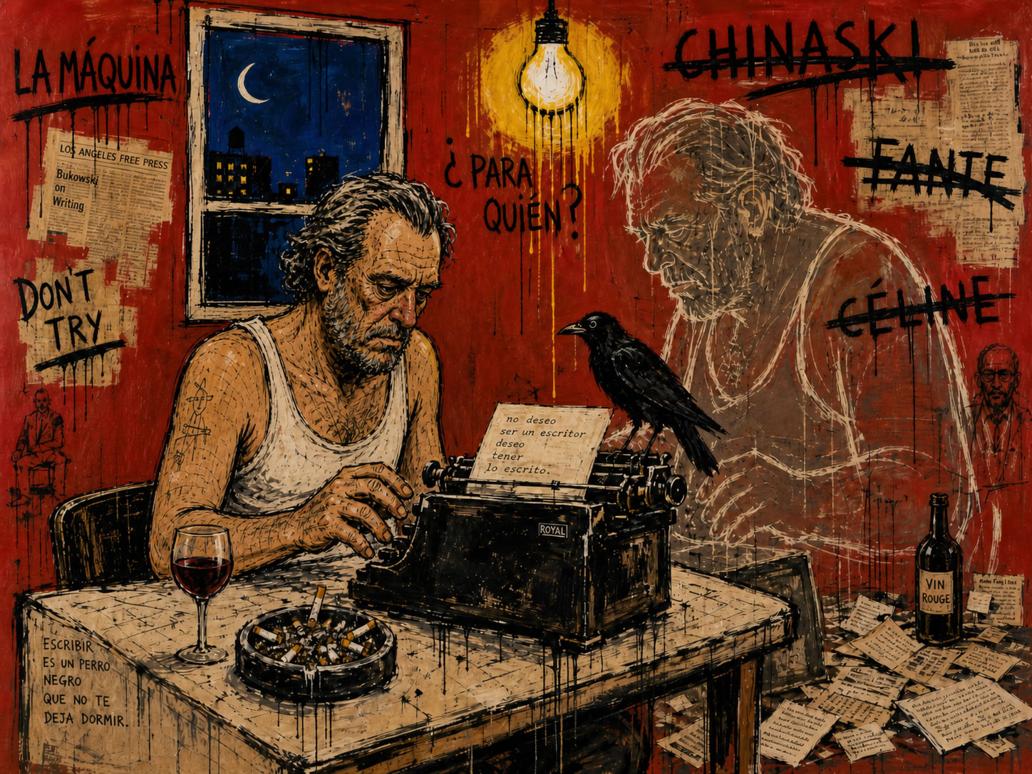 Charles Bukowski al estilo de Jean-Michel Basquiat