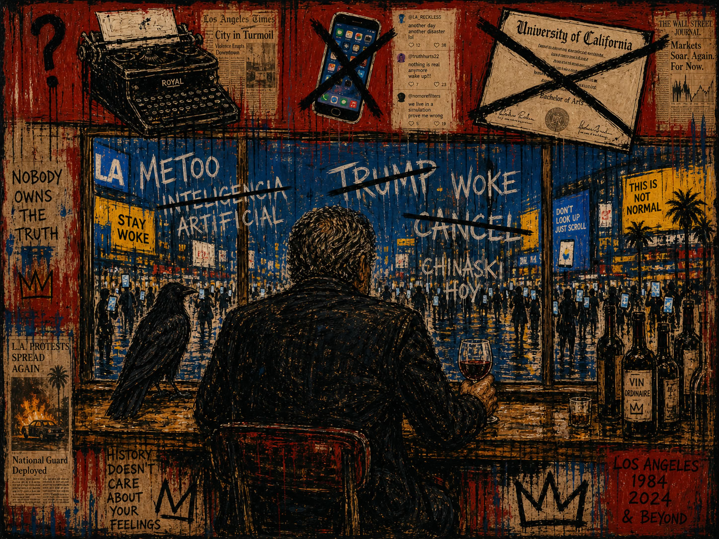 Charles Bukowski al estilo de Jean-Michel Basquiat