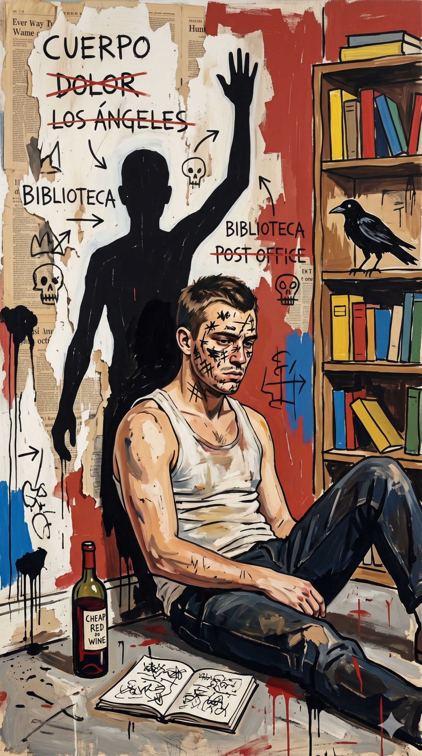 Charles Bukowski al estilo de Jean-Michel Basquiat